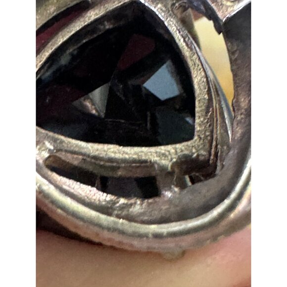 Vintage Sterling Silver Ring With Black Onyx Gemstone And Marcasite Accents 8.85 - Picture 7 of 9